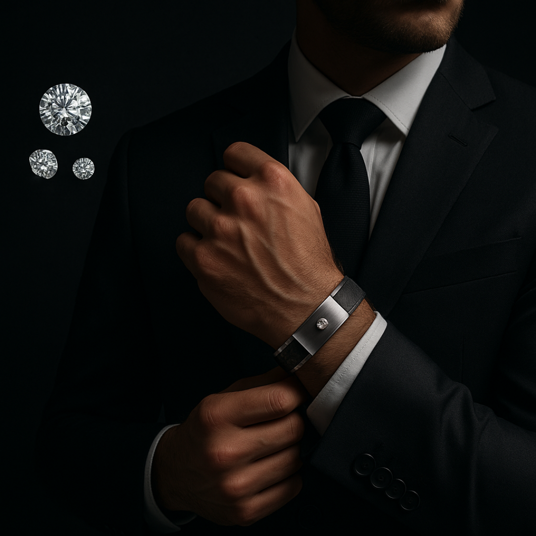 Elegantné pánske oceľové náramky s diamantom