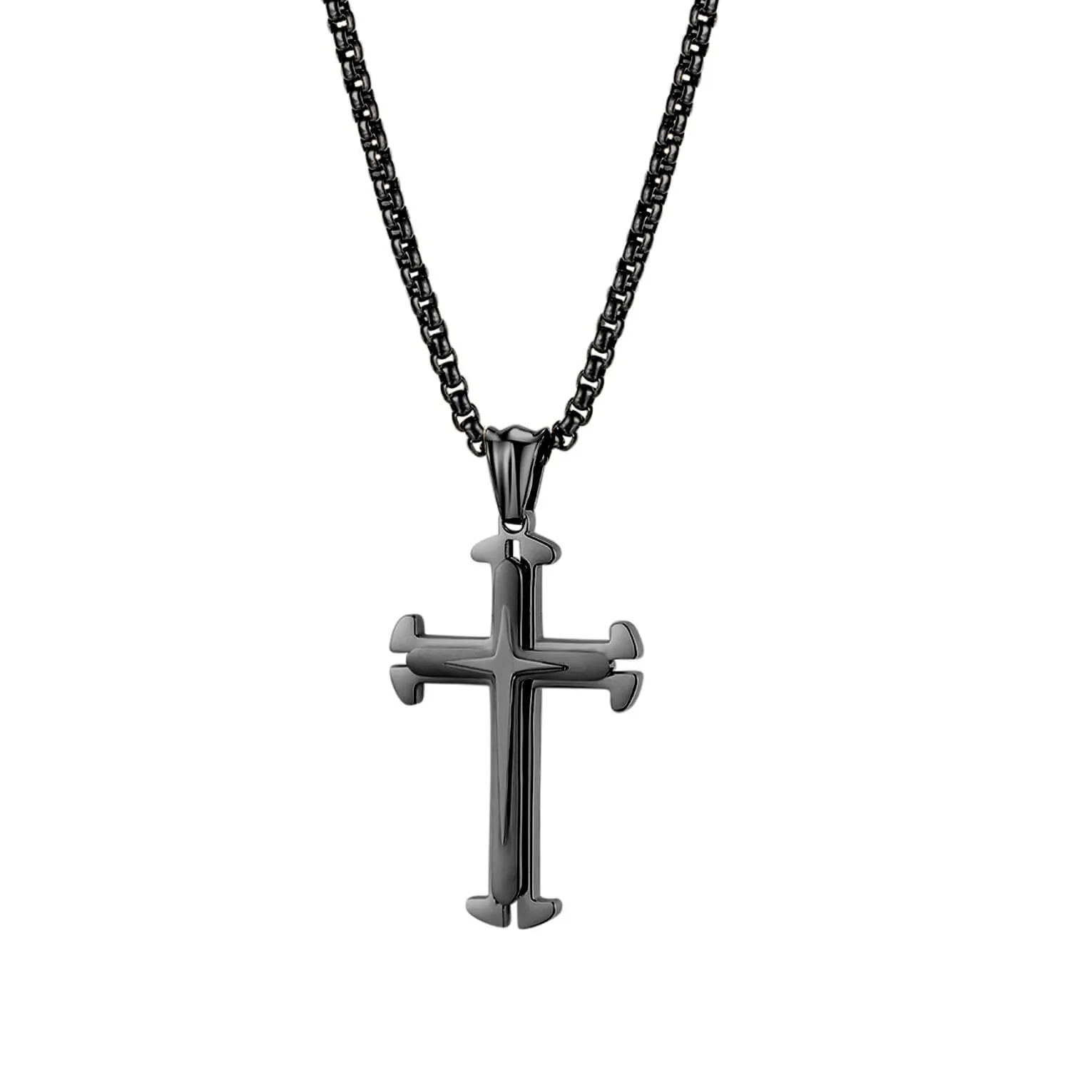 BLACK CROSS EASY - oceľový kríž s retiazkou;4,2cm x2,6cm; 55cm x 3mm; 