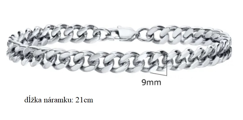MASIV CLASSIC - oceľový náramok - chirurgická oceľ ; 21cm x 9mm (DxŠ)