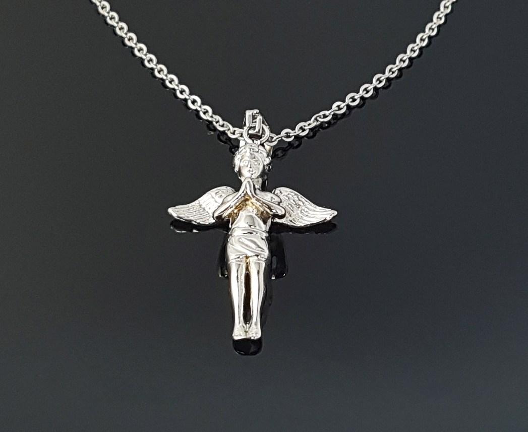 ANJEL GUARDIAN - oceľový prívesok anjel a retiazka - 60cm, 2mm; 4,3x 2,5cm