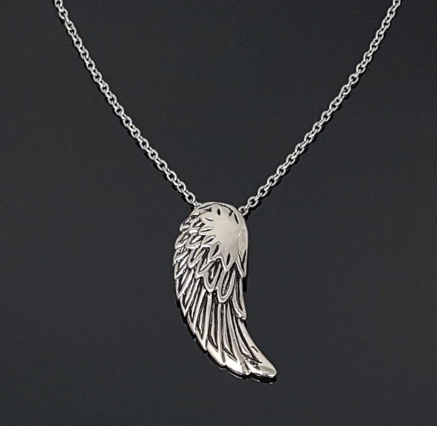 WING - oceľový prívesok anjelske krídlo s retiazkou z ocele - 60cmx2mm;4,5x1,7cm