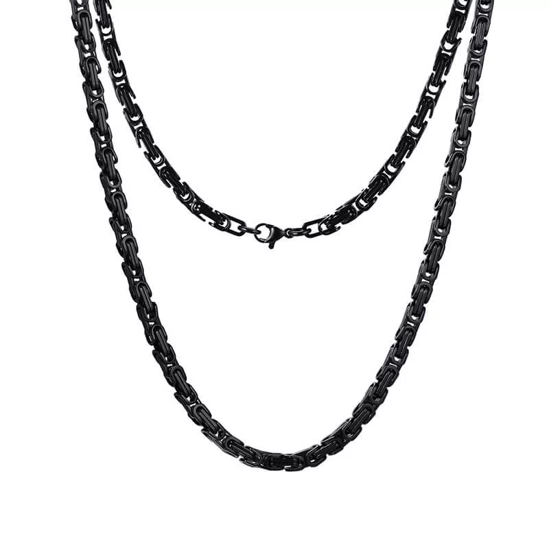 Kráľovský vzor, pánska oceľová retiazka; čierna; 60cm x 4mm (DxŠ) 