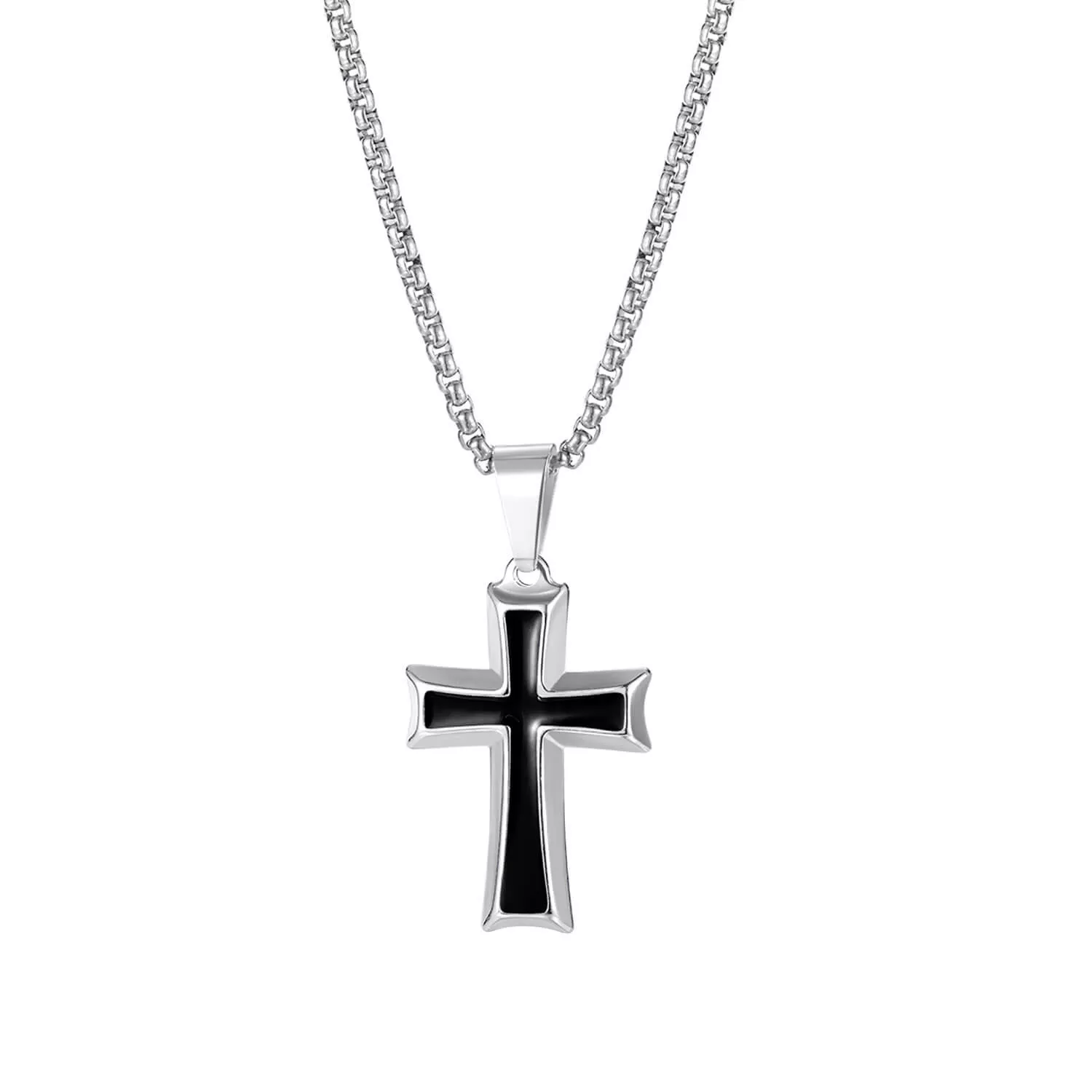 BADON CROSS - oceľový kríž z chirurgickej ocele s retiazkou - 3,8x2,5cm;55cmx3mm