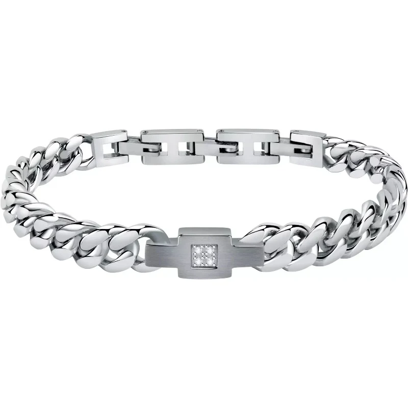 MORELLATO - pánsky diamantový náramok -  chirurgická oceľ -22cm x 8mm (DxŠ)