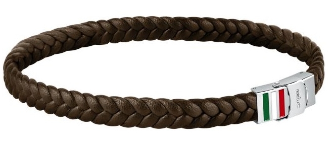 MORELLATO SQH50  - oceľový pánsky hnedý kožený náramok ;  cca 22cm x 1cm (DxŠ)