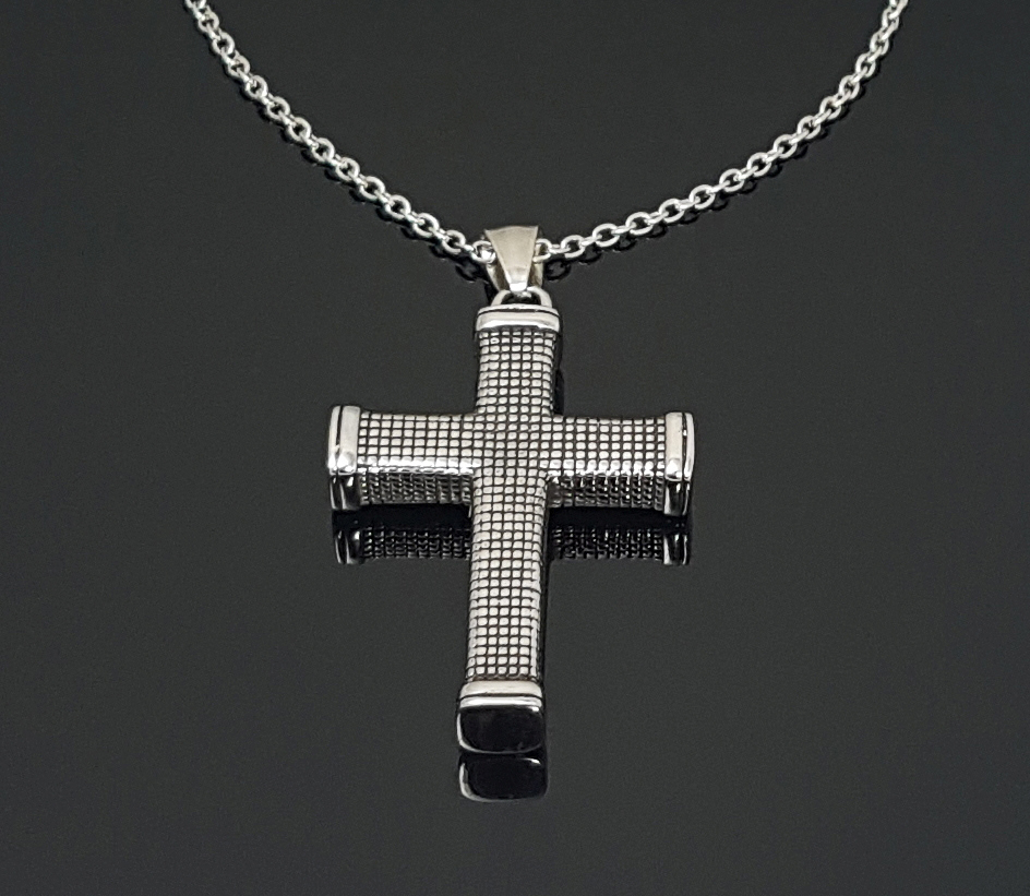 GRANT CROSS - kríž a retiazka z chirurgickej ocele  60cm x 4mm; 6cm x3,3cm