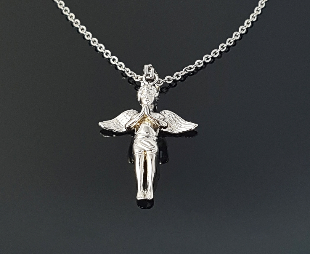 ANJEL GUARDIAN - oceľový prívesok anjel a retiazka - 60cm, 2mm; 4,3x 2,5cm